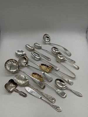 Lot 1097 - A group of hallmarked silver flatware...