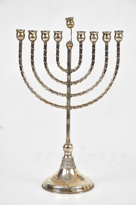 Lot 2075 - An Edward VII hallmarked silver menorah with...