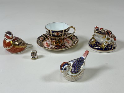 Lot 467 - ROYAL CROWN DERBY; three paperweights (both...