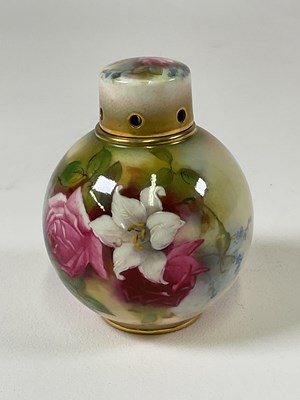 Lot 466 - ROYAL WORCESTER; a floral painted globular pot...