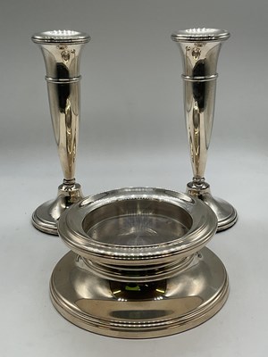 Lot 1055 - A pair of George V hallmarked silver...