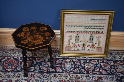 Lot 1407 - A late Victorian octagonal ebonised stool with...