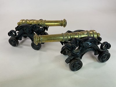 Lot 80 - A large pair of Victorian table cannon, each...