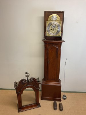 Lot 1353 - A walnut longcase clock, the arched brass dial...