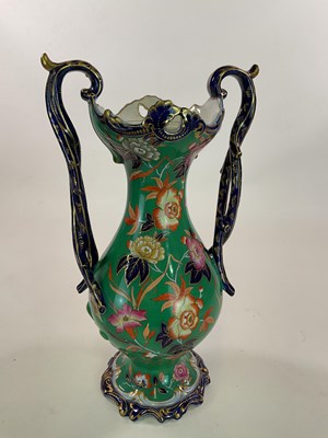 Lot 462 - A large mid Victorian green glazed floral...