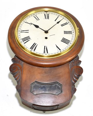 Lot 1395 - A William IV mahogany drop dial wall clock,...
