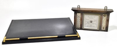 Lot 1363 - An early 20th century oak hanging barometer /...