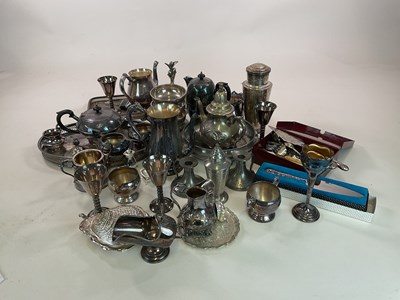 Lot 1002 - A quantity of silver plate, including cocktail...