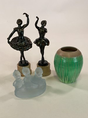 Lot 456 - A pair of Art Deco style cast metal figures, a...