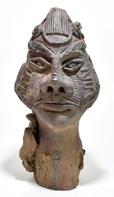 Lot 851 - An unusual stoneware bust of double sided...