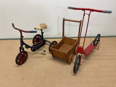 Lot 402 - A vintage child's tricycle, a scooter and a...