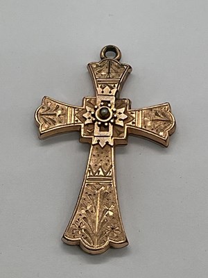 Lot 1251 - A large Victorian gold plated cross centred...