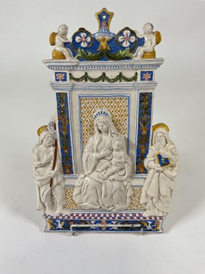 Lot 459 - A 19th century Italian Maiolica plaque of Mary...