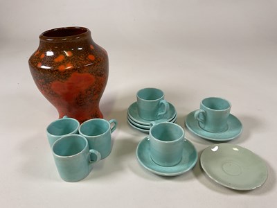 Lot 483 - BARUM WARE; a mottled orange vase, impressed...