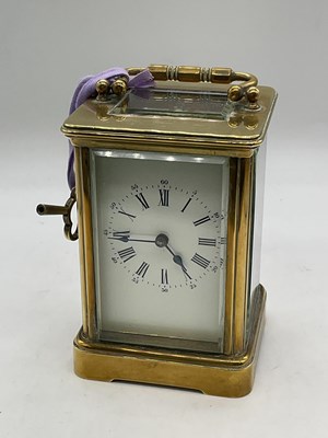 Lot 1369 - A circa 1900 French brass carriage clock with...