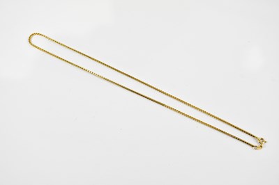 Lot 354 - A yellow metal curb link necklace stamped 750,...