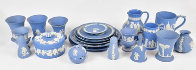Lot 2807 - WEDGWOOD; a collection of blue jasperware...