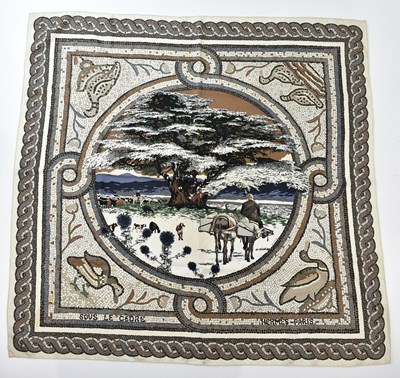 Lot 825 - HERMÈS; a 100% silk 'Sous Le Cédre' scarf,...