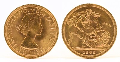 Lot 1862 - An Elizabeth II full sovereign, 1965, cased.