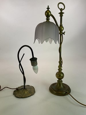 Lot 538 - Two decorative brass table lamps, one...