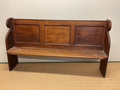 Lot 643 - A 19th century oak panelled back church pew...