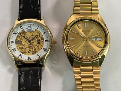 Lot 1305 - SEIKO; a gentleman's gold plated day date...
