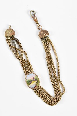 Lot 410 - A Victorian four strand Albertina with enamel...