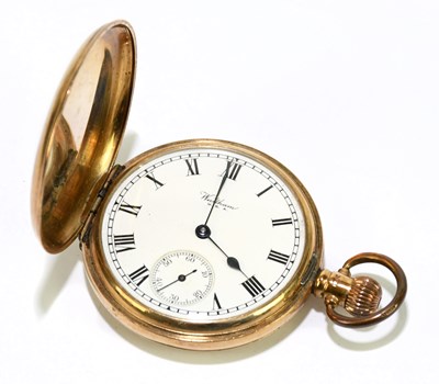Lot 1780 - WALTHAM; a 9ct gold Hunter pocket watch, the...