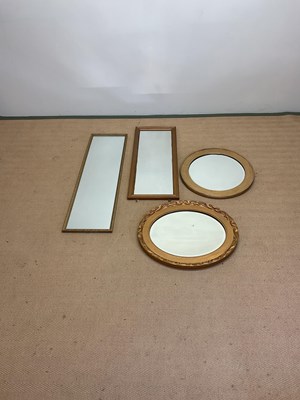 Lot 682 - Two rectangular wall hanging mirrors, also one...