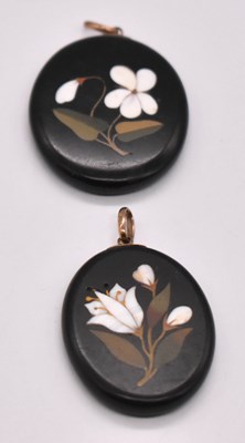 Lot 1213 - Two Victorian Ashford marble 'Pietra Dura'...