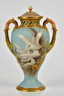 Lot 2179 - CHARLES BALDWYN FOR ROYAL WORCESTER; a twin...