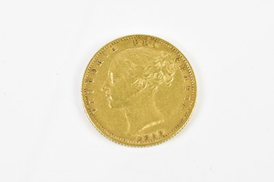Lot 2547 - A Victorian full sovereign, 1853, young head.