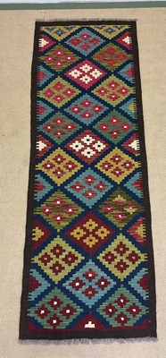 Lot 548 - A Maimana Kilim runner, 195 x 70cm.