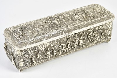 Lot 2196 - A Continental white metal casket of...