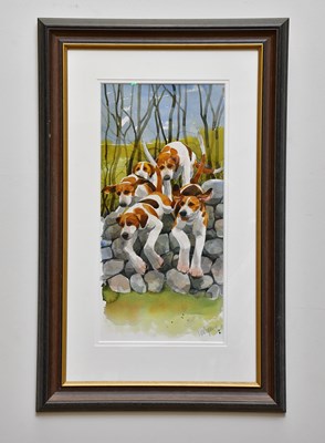 Lot 1672 - MARY ANN ROGERS; watercolour, 'Over The Wall',...