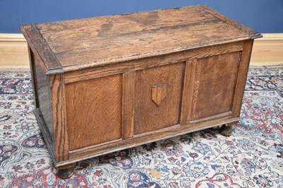 Lot 1060 - A 1950s oak blanket chest with panelled...