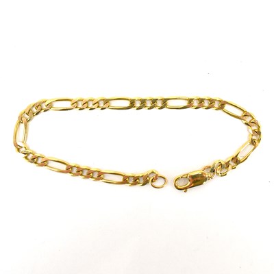 Lot 988 - A 9ct gold figaro link bracelet with lobster...
