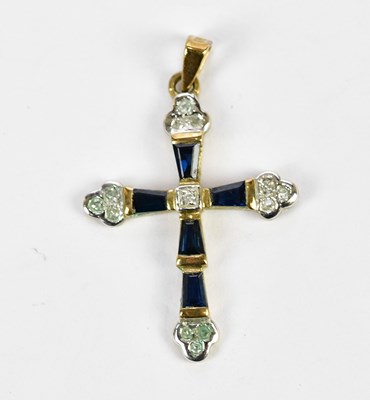 Lot 421 - A 9ct yellow gold sapphire and diamond chip...