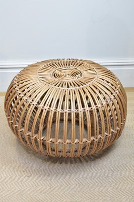 Lot 225 - FRANCO ALBINI; a wicker 'lobster pot' stool,...