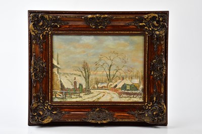 Lot 1677 - F RICHTER; oil on panel, Dutch country lane...