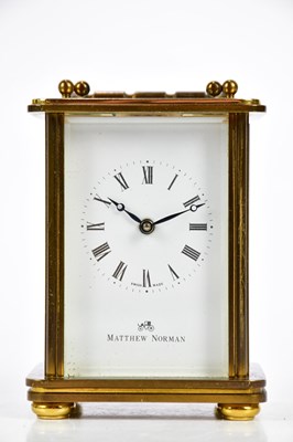 Lot 1496 - MATTHEW NORMAN; a brass cased carriage clock,...
