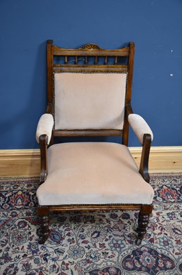 Lot 1091 - A late Victorian lady's elbow chair, on turned...