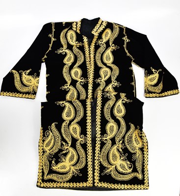 Lot 1400 - A modern Chinese black velvet fully lined robe...