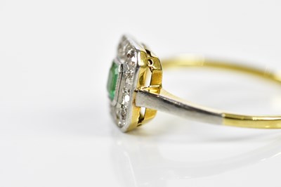 Lot 116 - An 18ct yellow gold emerald and diamond...