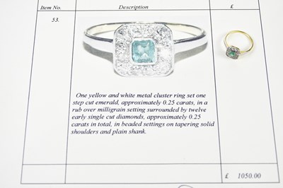 Lot 116 - An 18ct yellow gold emerald and diamond...