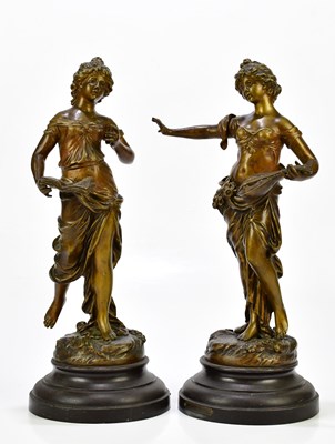 Lot 1453 - A pair of early 20th century bronzed spelter...