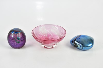 Lot 2642 - Two art glass paperweights including a Robert...
