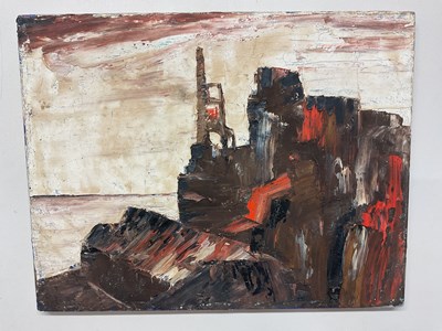 Lot 1491 - RON WOOD; oil on canvas, abstract Cornish tin...