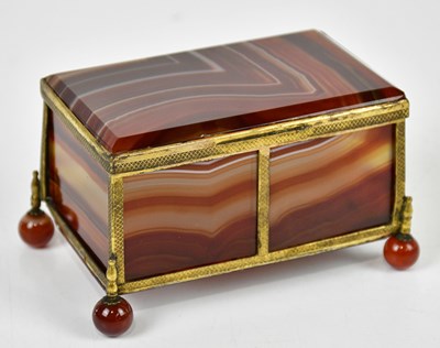 Lot 1353 - A Victorian brass and agate trinket box of...