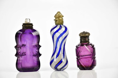 Lot 1375 - Two Victorian amethyst coloured perfume...